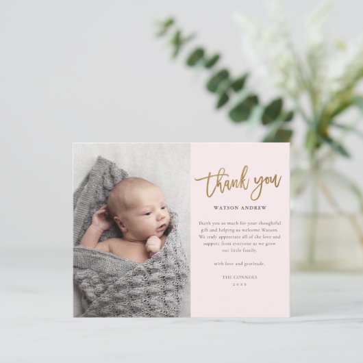 予算スクリプトフォトベビーサンキューカード (スタンド正面)