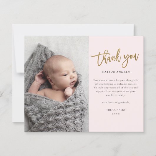 予算スクリプトフォトベビーサンキューカード (正面)