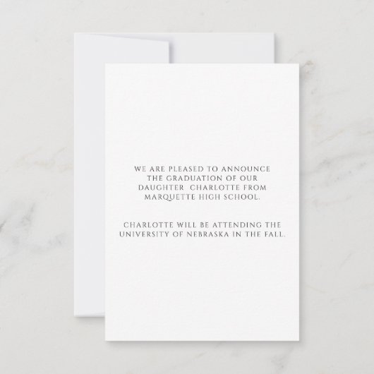 予算スクリプトフォト卒業のお知らせ 招待状 (裏面)