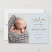 予算スクリプトフォト男の赤ちゃんサンキューカード サンキューカード (正面)