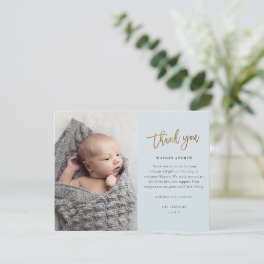 予算スクリプトフォト男の赤ちゃんサンキューカード サンキューカード