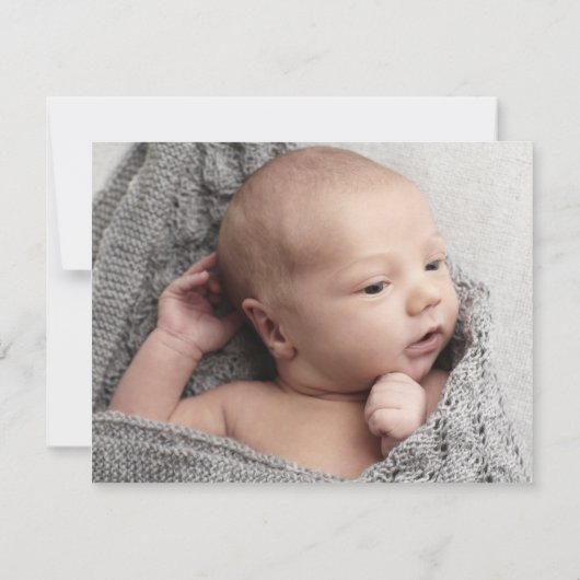 予算スクリプトフォト男の赤ちゃんサンキューカード サンキューカード (裏面)