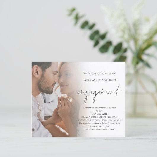 予算スクリプトフォトQRコード婚約招待状 (スタンド正面)