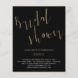 予算スクリプトブライダルシャワー金ゴールドブラック招待状