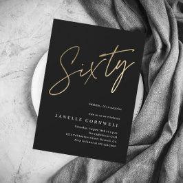 予算スクリプトブラック金ゴールド60番目の誕生日招待状