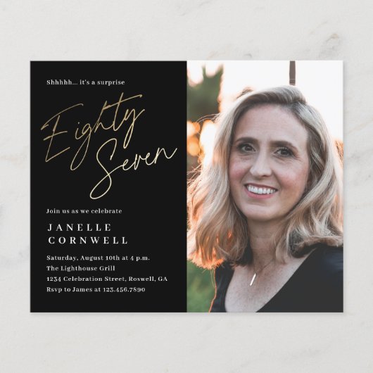 予算スクリプトブラック金ゴールド87誕生日 (正面)