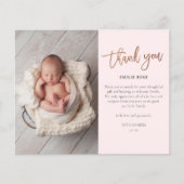 予算スクリプトベビー写真サンキューカード (正面)