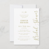 予算スクリプトモダンブライダルシャワーの白  招待状 (正面)