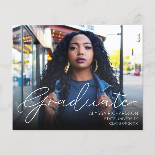 予算スクリプトモダン写真卒業パーティー チラシ (正面)