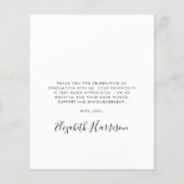 予算スクリプト写真の卒業サンキューカード (裏面)