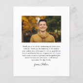 予算スクリプト写真の卒業サンキューカード (裏面)