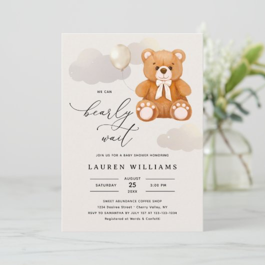 予算スクリプト我々は赤ちゃんシャワーを待つことができる 招待状 (スタンド正面)