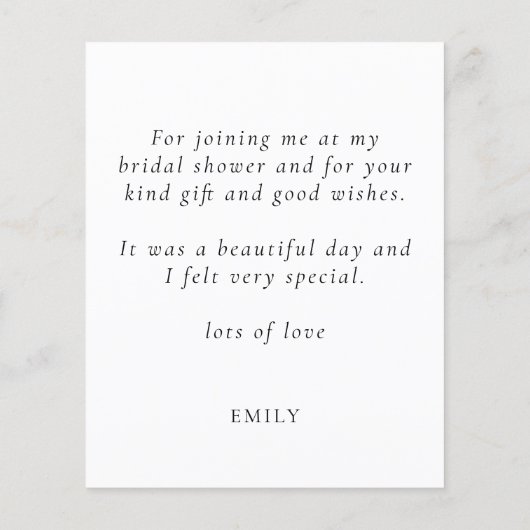 予算スクリプト未来のMrsブライダルシャワー感謝してい (裏面)