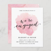 予算スクリプト水カラー婚約招待状 (正面/裏面)