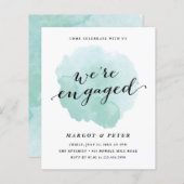 予算スクリプト水カラー婚約招待状 (正面/裏面)