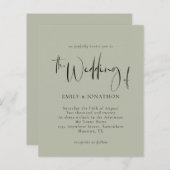 予算スクリプト淡い色のセージ緑結婚式招待状 (正面/裏面)