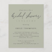 予算スクリプト淡い色のSage Bridalシャワーの招待 (正面)