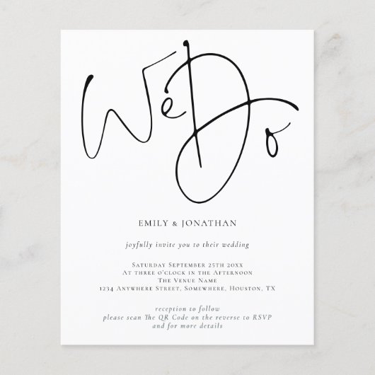 予算スクリプト私たちはシンプルQRコード結婚式を招待する (正面)