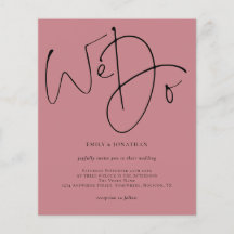 予算スクリプト私たちは埃っぽいバラ結婚式招待状