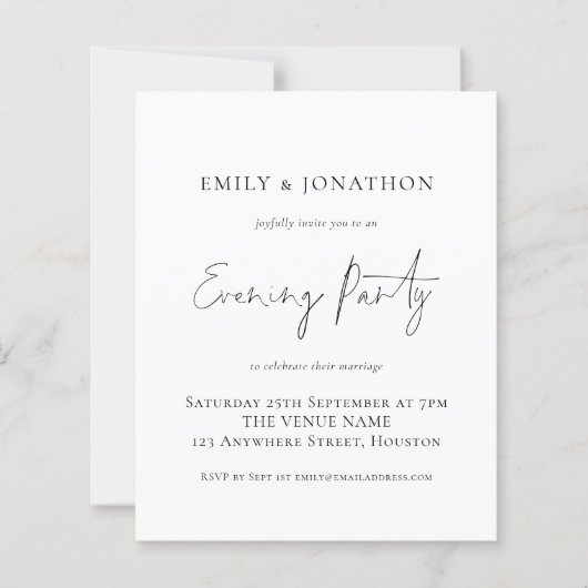 予算スクリプト結婚の夕べパーティー招待状 (正面)