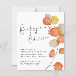 予算スクリプト葉の感謝祭ディナー招待状