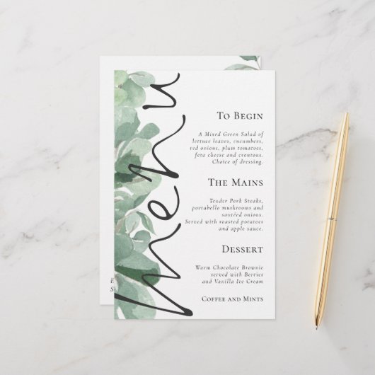 予算スクリプト葉ユーカリのメ結婚ニュー (正面/裏面インサイチュ)