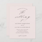 予算スクリプト赤面ピンク結婚式招待状 (正面/裏面)