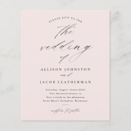 予算スクリプト赤面ピンク結婚式招待状