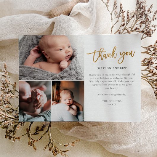 予算スクリプト3写真ベビーサンキューカード