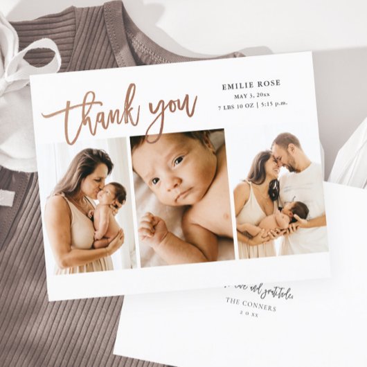 予算スクリプト3写真ベビーサンキューカード