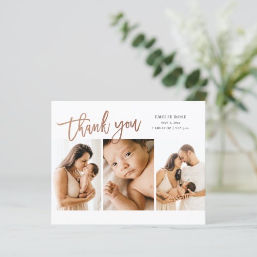 予算スクリプト3写真ベビーサンキューカード (スタンド正面)