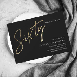 予算スクリプト ブラック ゴールド 60歳の誕生日招待状