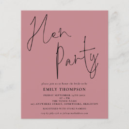 予算スクリプトHenパーティーほこりっぽいバラ招待状