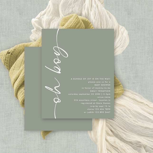 予算スクリプトOhボーイセージ赤ちゃんシャワー (Budget priced smaller 4.5 x 5.6" alternaive. There is ONE per sheet.)