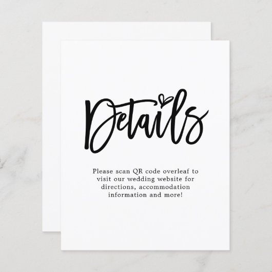 予算スクリプトQRコードの結婚詳細エンクロージャ (正面/裏面)