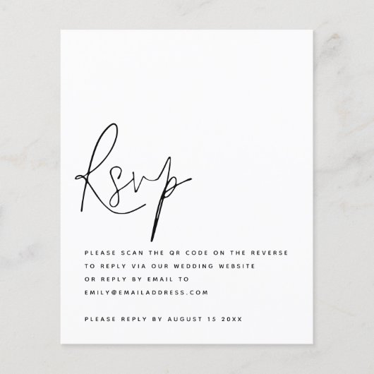 予算スクリプトQRコードウェディングRSVPエンクロージャ (正面)