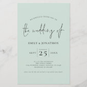 予算スクリプトQRコードミントグリーンウェディング招待 (正面)