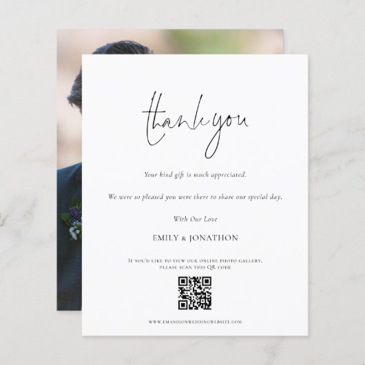 予算スクリプトQRコード結婚のフォトギャラリー感謝してい (正面/裏面)