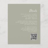 予算スクリプトSageグリーンQRコードウェディング招待 (裏面)