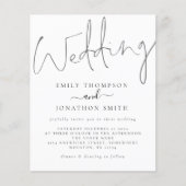 予算スクリプモダントのホワイトグレー結婚式招待状 (正面)