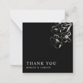 予算スケッチフローラ結婚のブラックサンキュー ノートカード (正面)