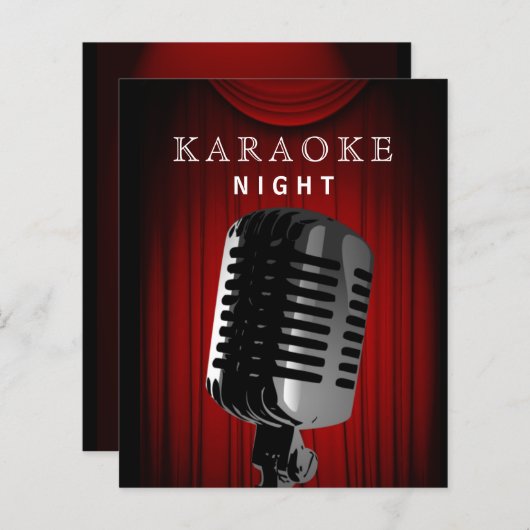 予算ステージカラオケナイトパーティの招待状 (正面/裏面)