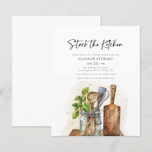 予算ストックThe Kitchen Bridal Shower Invitation (正面/裏面)