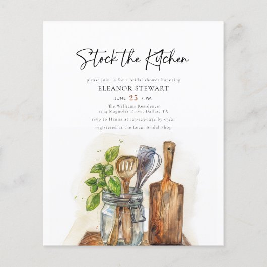 予算ストックThe Kitchen Bridal Shower Invitation チラシ (正面)