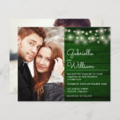 予算ストリングライト素朴フォトウェディング招待 (正面/裏面)