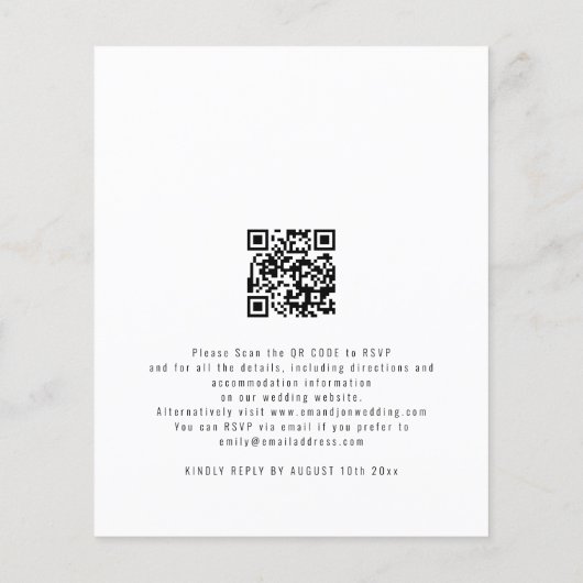 予算スモダンクリプト写真QRコード結婚式の招待 (裏面)