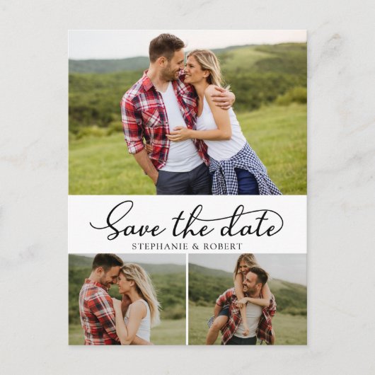 予算スモダンクリプト3フォトコラージュ日付の保存 案内ポストカード (正面)