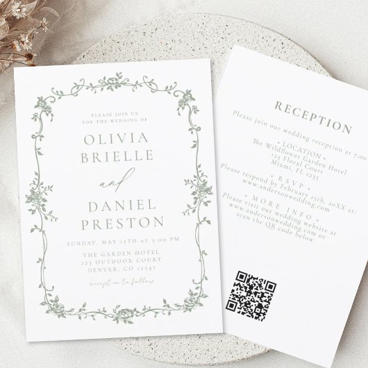 予算セージフランスのグリーンQRコー結婚ド