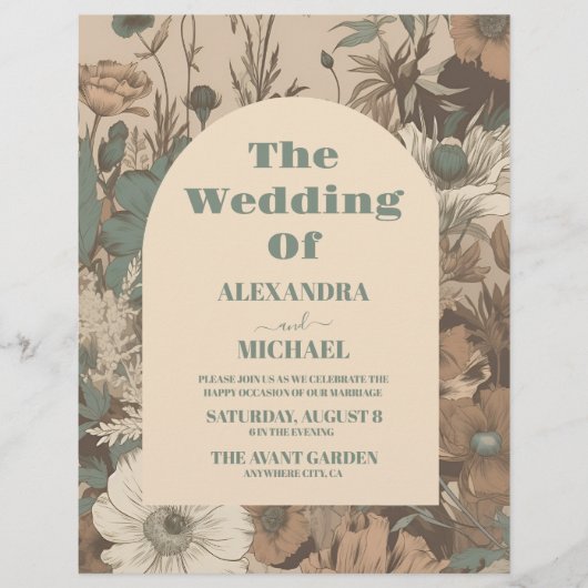 予算ソフトミュートされたアーストーンワイルドフラワー結婚ズ チラシ (正面)