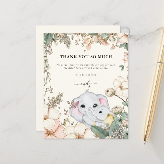 予算ゾウのクリーム赤ちゃんシャワーありがとう (正面/裏面インサイチュ)